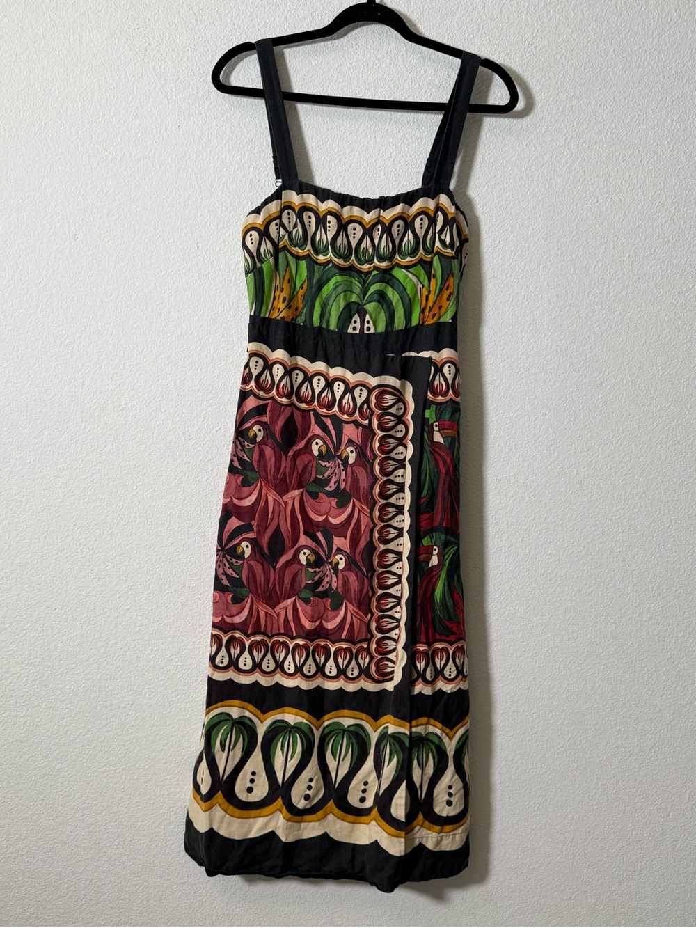 FARM Rio Coconut Tree Flow Scarf Midi Dress Tropical Print Sleeveless Size M - Picture 2 of 9